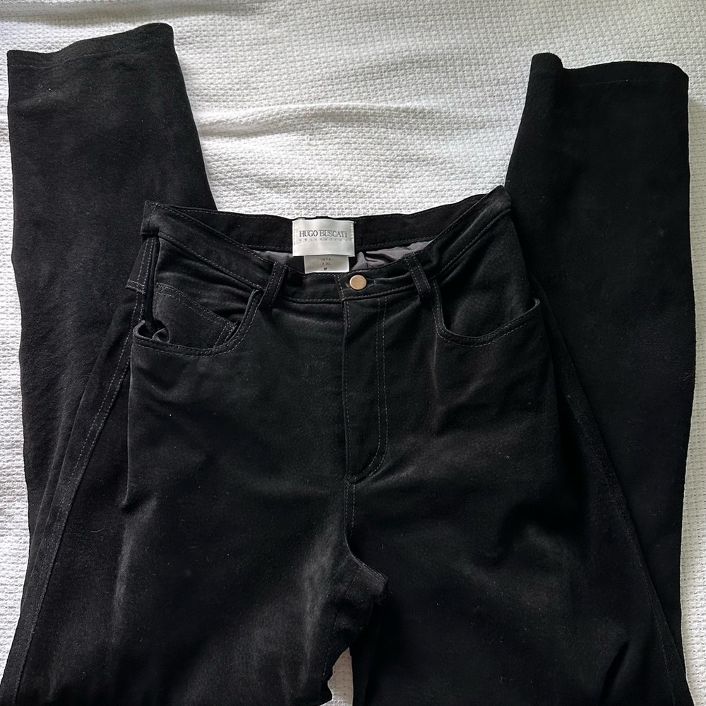 Black suede pants
